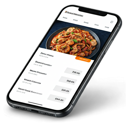 NeuroPOS mobile QR menu with food photography and ordering on smartphone